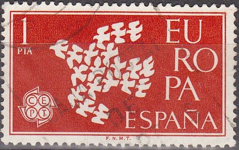 z vendido España 1961 1371 Sello º Europa CEPT Paloma de la Paz 1p Timbre Espagne Spain Spagna